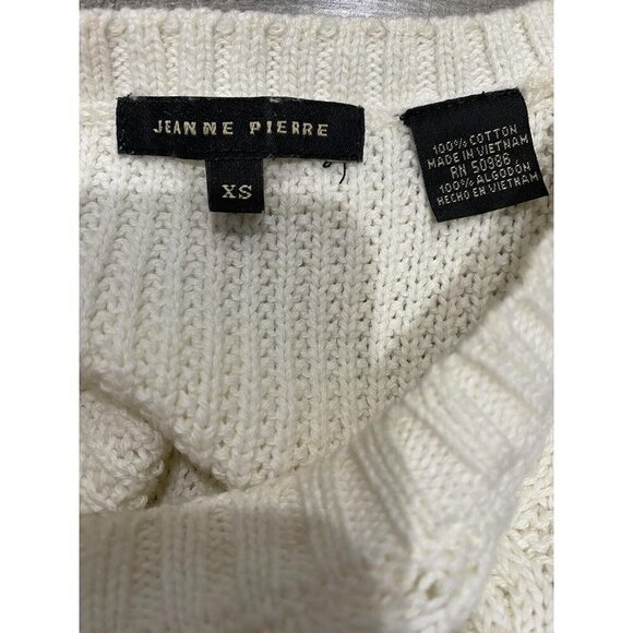 Jeanne Pierre Womens Size XS Sweater White Ivory Long Sleeve Crew Cable Knit - Picture 4 of 5